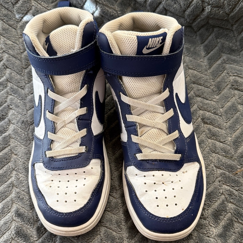Nike Kids Navy and White High-Top Sneakers